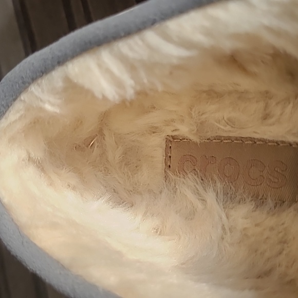 Crocs Wild Orchid Pink Gray Lined Rubber Colorlite Loafers - Picture 9 of 9